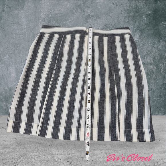 MADEWELL Lace Up Linen Cotton Blend Skirt Size 0 Gray White Lagenlook Mini NWT - Picture 12 of 12